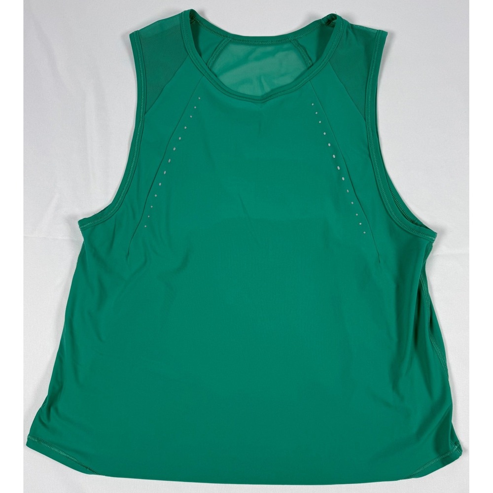 Lululemon Green Mesh Panel Pleated Back Athletic Tank Top Size S